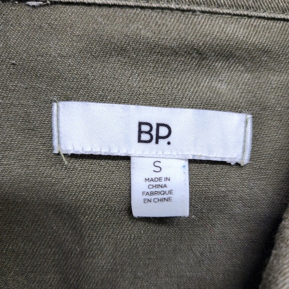 BP Jacket Women S Green Utility Drawstring Waist Long Sleeve Cotton Button Front - Picture 6 of 13